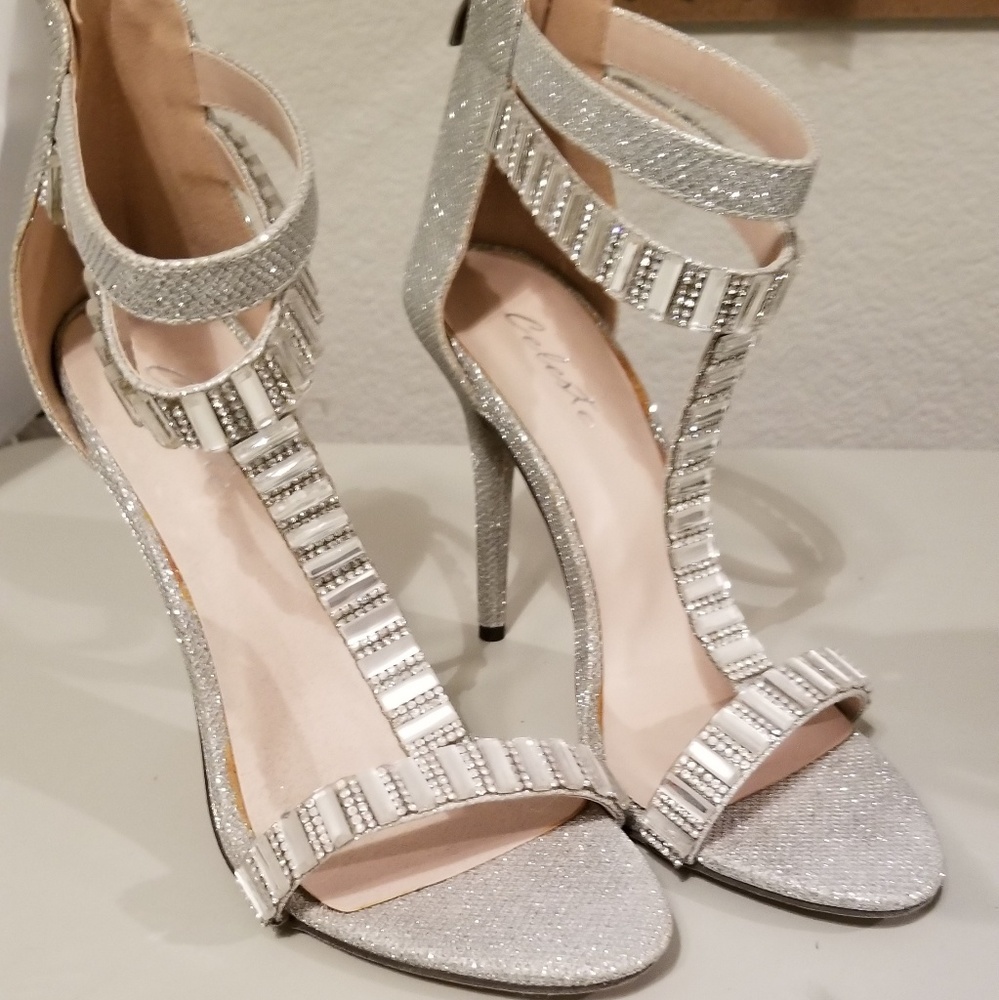 Silver Rhinestone Heels